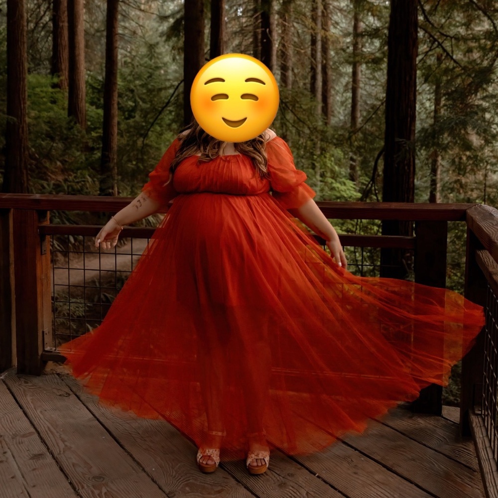 Burnt orange maxi dress.